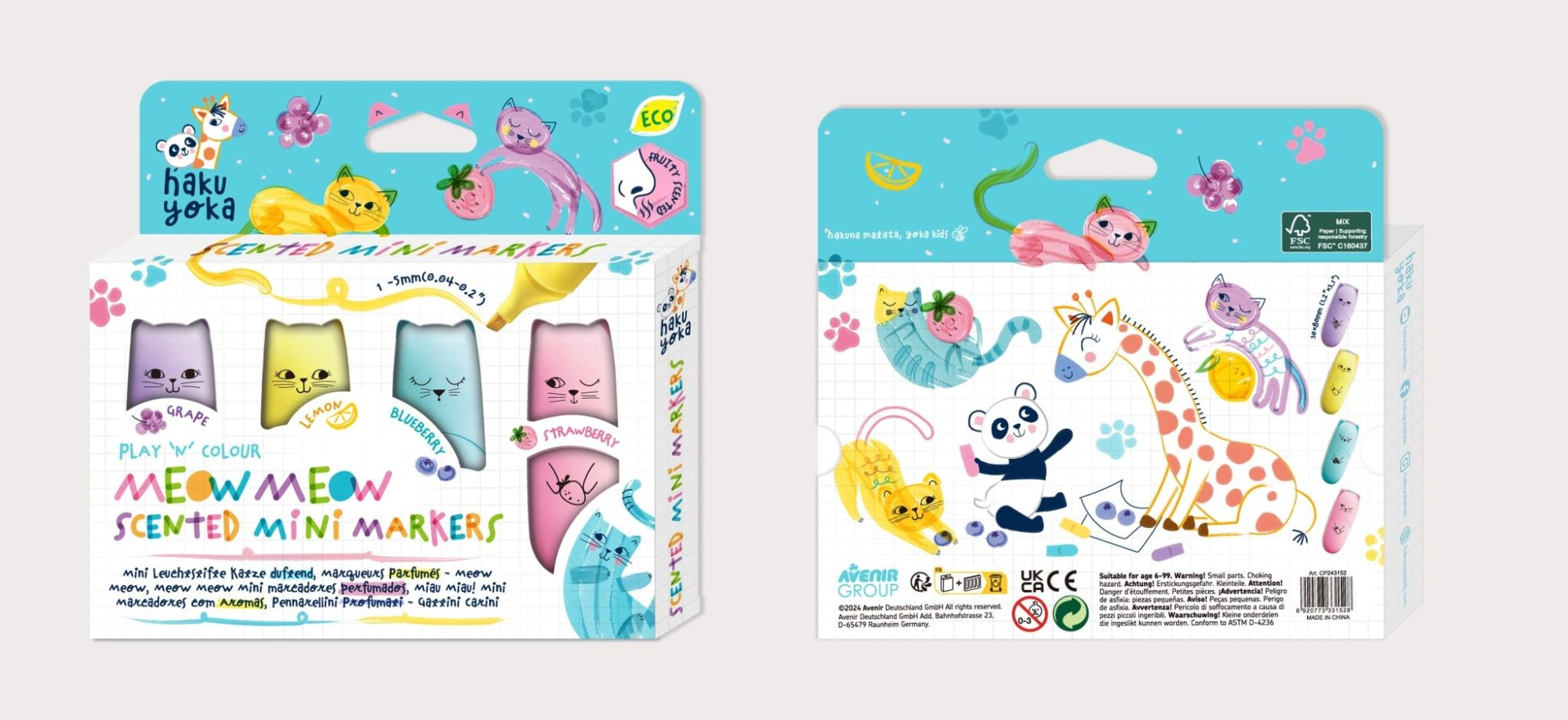 Hakuyoka Play 'N' Colour - Meow Meow Scented Mini Markers